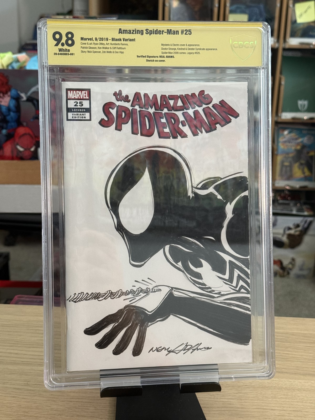 Neal Adams Original Black Suit Spider-Man Sketch Amazing Spider-Man 9.8, not CGC Neal Adams Original Black Suit Spider-Man Sketch Amazing Spider-Man 9.8, not CGC