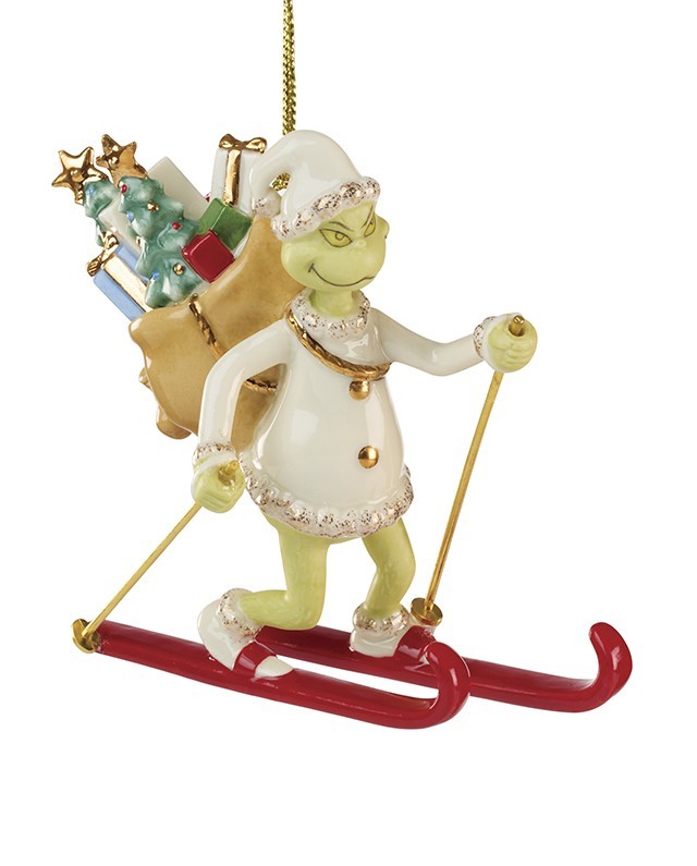 LENOX 2026 GRINCH ON SKIS ORNAMENT / PORCELAIN / NEW IN BOX / 