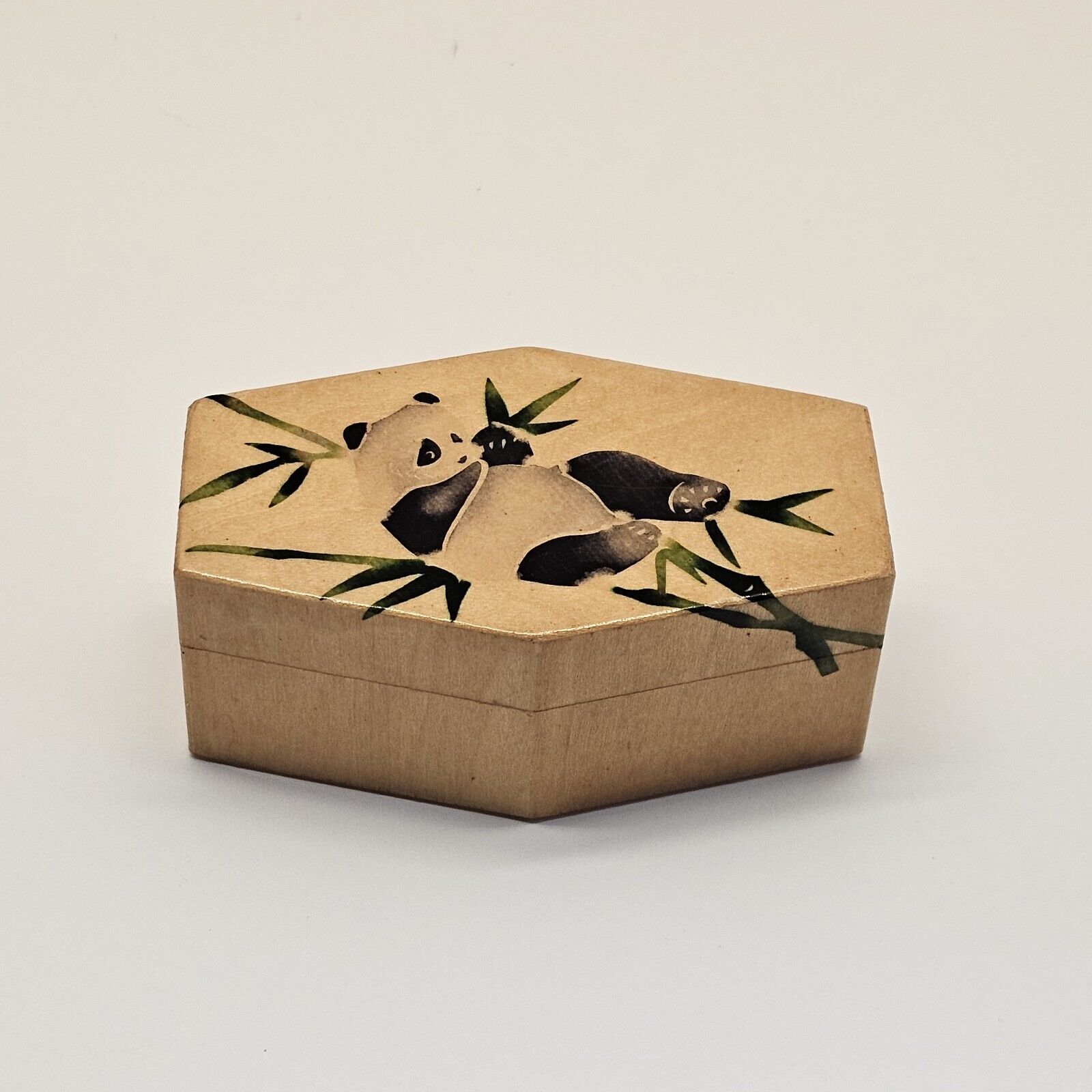 Chinese Panda Box  - Wooden Trinket Box Jewelry Box