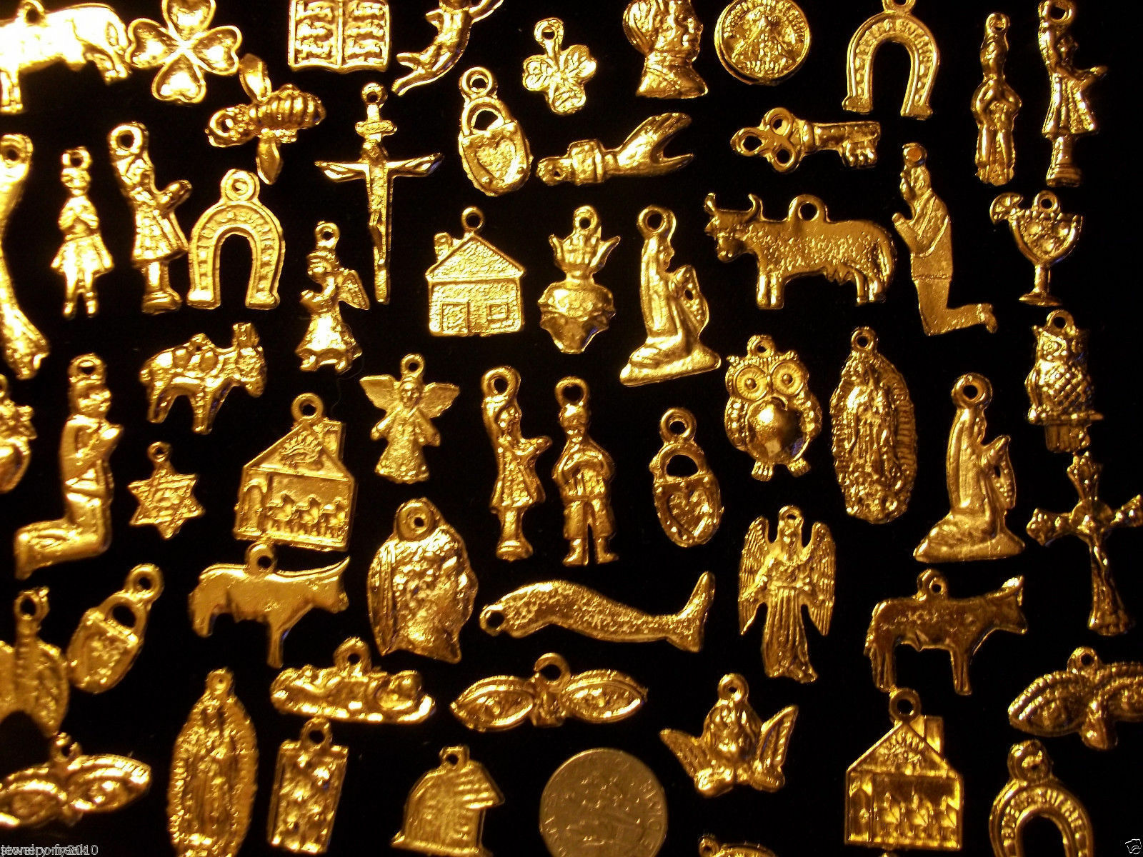 100 Milagro Charms Mexican Folk Art GOLD Good Luck Miracle Lot 100 Milagro Charms Mexican Folk Art GOLD Good Luck Miracle Lot