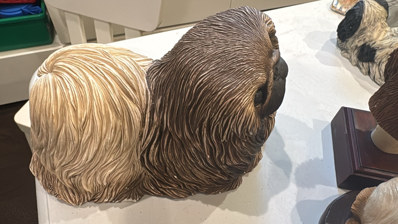 Sandicast Pekingese Dog Figurine Large Signed Sandra Brue 1984 AS IS Sandicast Pekingese Dog Figurine Large Signed Sandra Brue 1984 AS IS