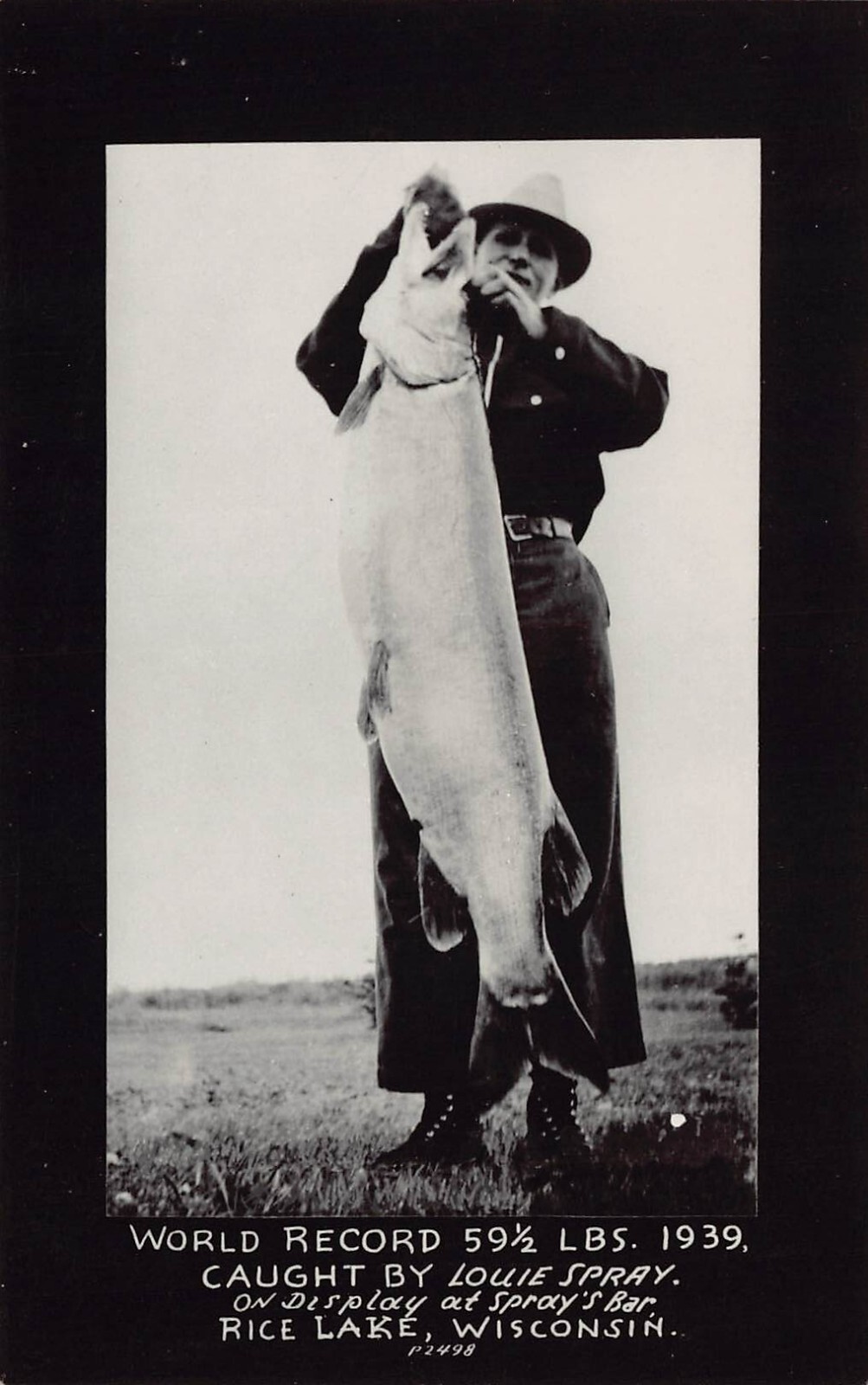 RPPC Muskie Pike Fishing Louie Spray No Exaggeration Photo Vtg Postcard A19
