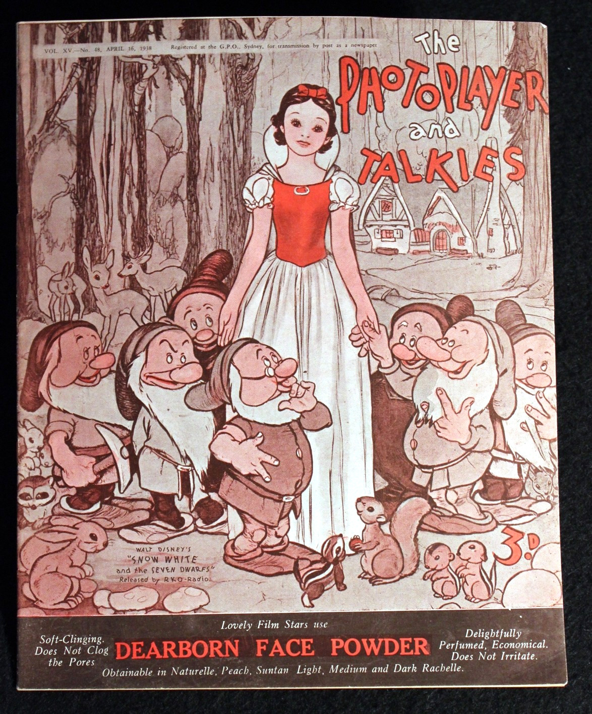Walt Disney 1938 Snow White Magazine Cover Australia Photoplayer and Talkies Walt Disney 1938 Snow White Magazine Cover Australia Photoplayer and Talkies