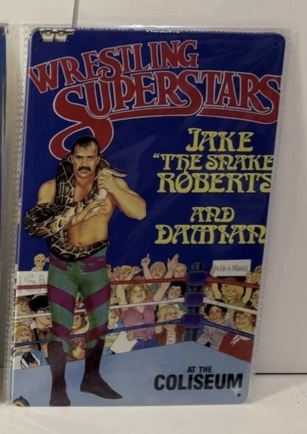 Wwf Ljn Metal Poster Of Jake The Snake With Damien WWF Wrestling Wwf Ljn Metal Poster Of Jake The Snake With Damien WWF Wrestling