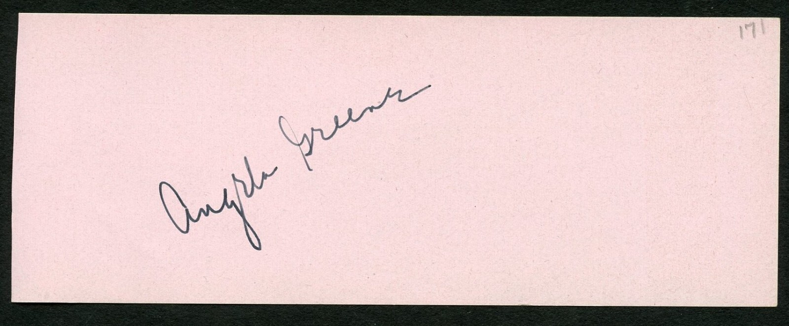 Angela Greene d1978 signed autograph 2x5 cut Actress in At War With The Army