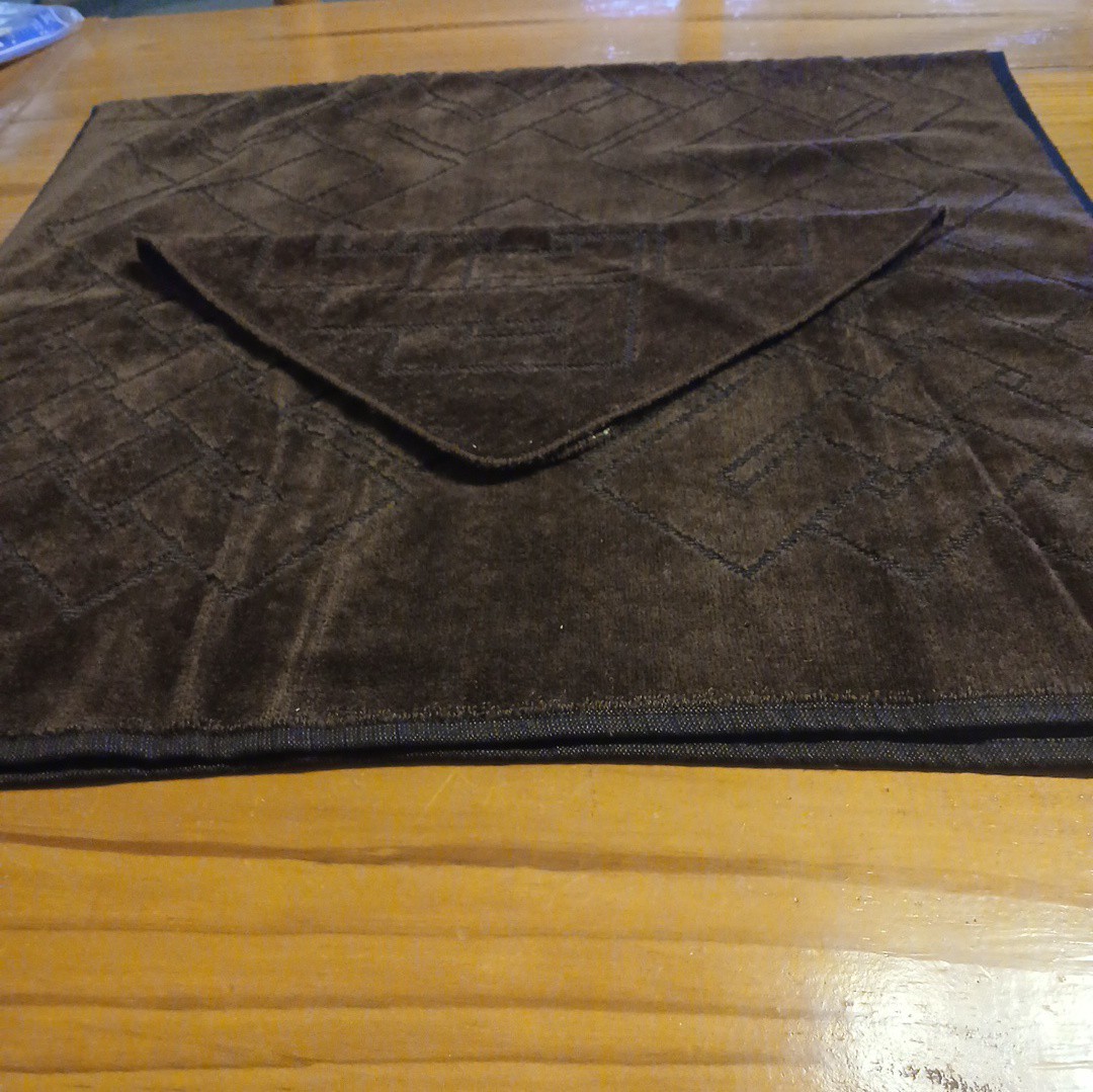 VTG JC Penney Bath Towel & Wash Cloth Chocolate Brown Geo Design NOS