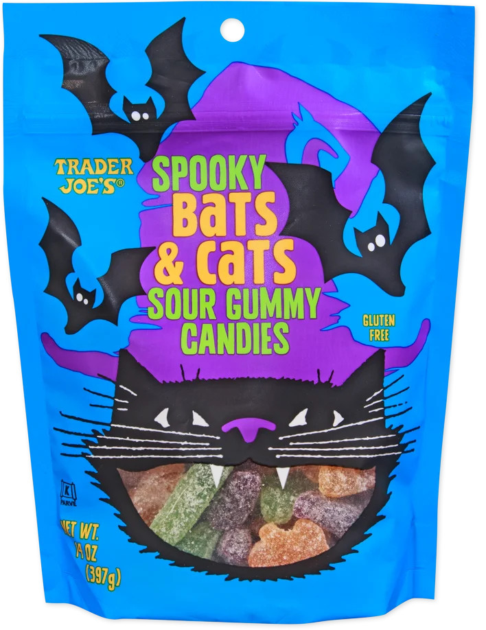 Trader Joe's Spooky Bats & Cats Sour Gummy Candies 14oz LIMITED (2 Packs)
