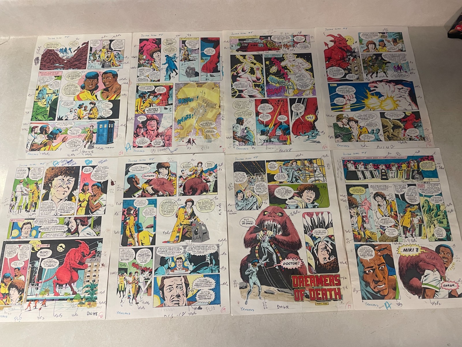 DOCTOR WHO #8 ART original COLOR GUIDES DREAMERS DEATH GIBBONS 8 PGS IN A ROW DOCTOR WHO #8 ART original COLOR GUIDES DREAMERS DEATH GIBBONS 8 PGS IN A ROW