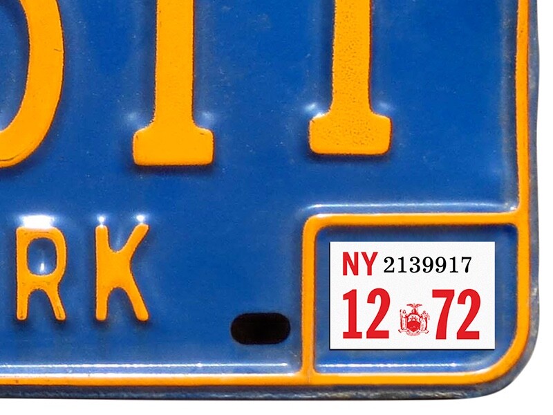 1972 New York Registration, License Plate Sticker, YOM, NY, Tag, DMV 1972 New York Registration, License Plate Sticker, YOM, NY, Tag, DMV