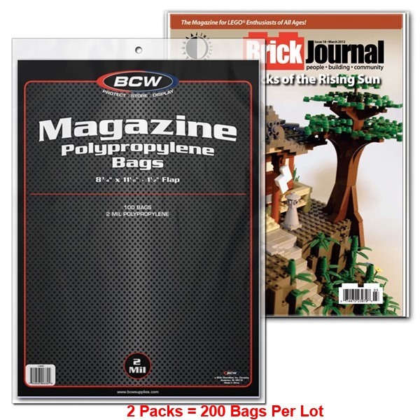 200 BCW 2-mil Acid Free Magazine Poly Bags 8 3/4 X 11 archival cover sleeves 200 BCW 2-mil Acid Free Magazine Poly Bags 8 3/4 X 11 archival cover sleeves