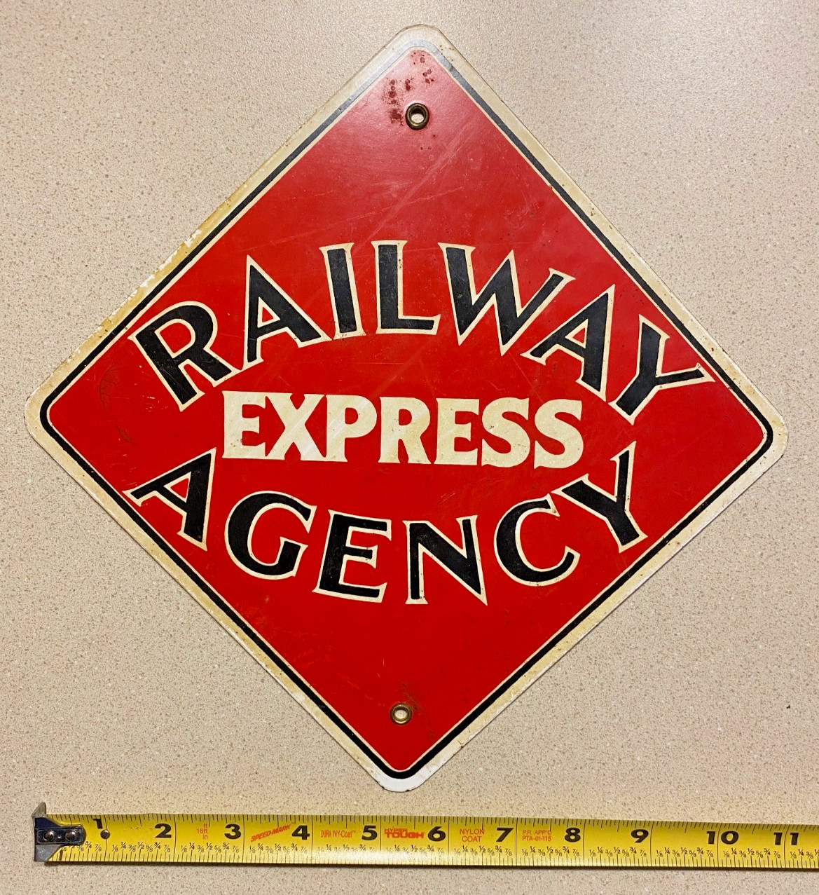 Nice Vintage Railway Express Agency Porcelain Advertising Sign Nice Vintage Railway Express Agency Porcelain Advertising Sign