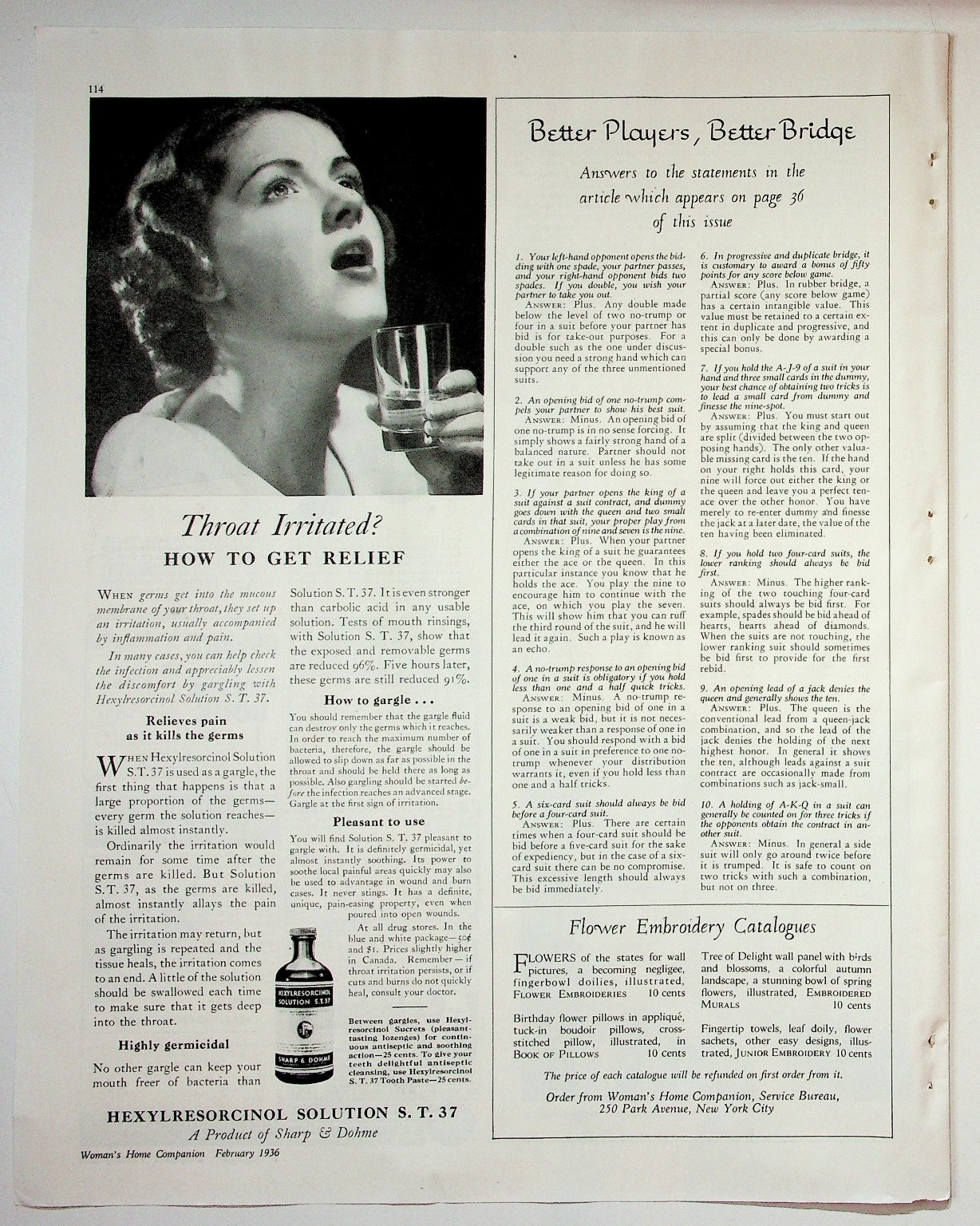 Sharp & Dohme 1936 Hexylresorcinol Solution ST 37 Vintage Print Ad 10x13