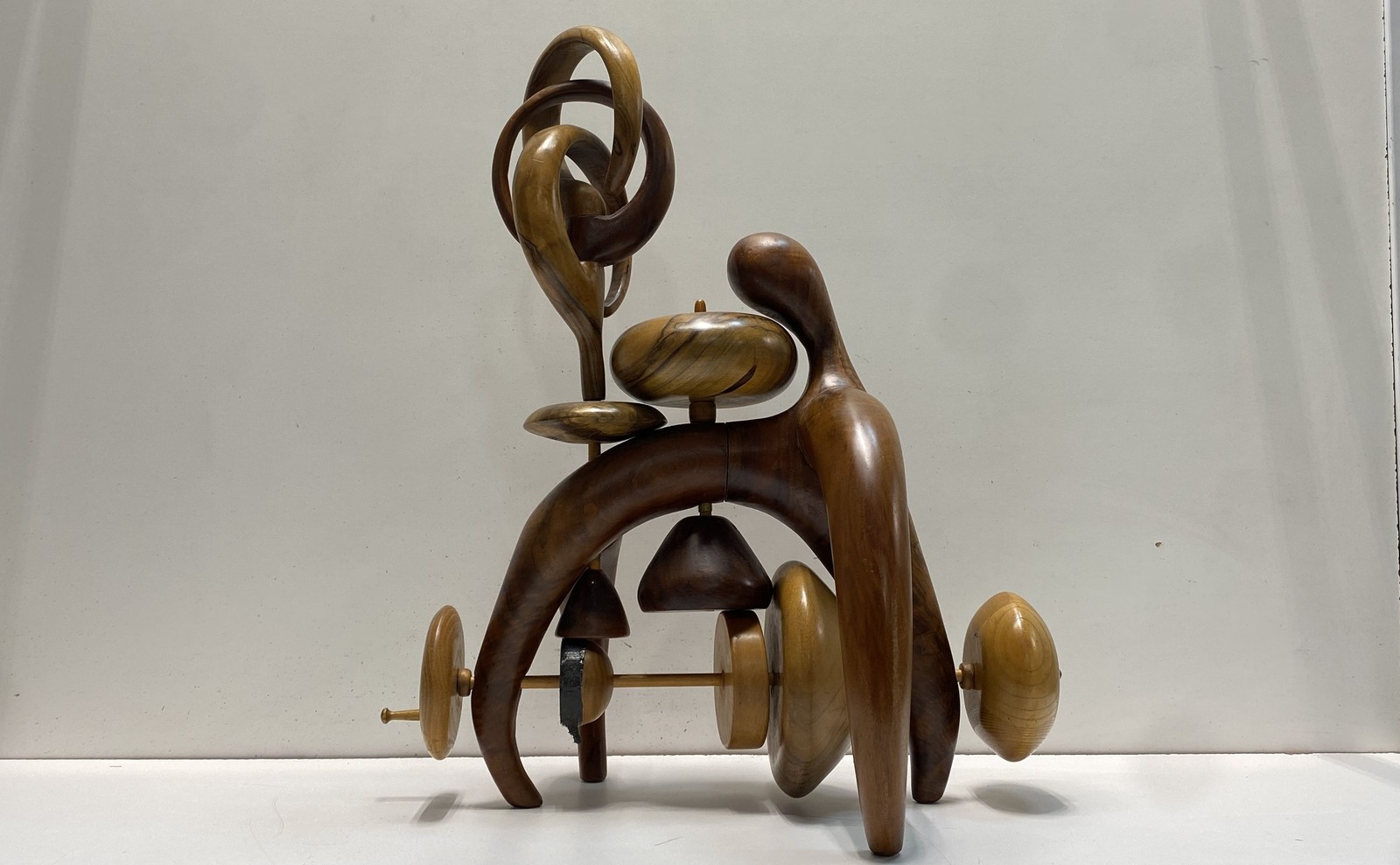 Large Abstract Biomorphic Carved Wood Sculpture Mid-Century Style 23" High