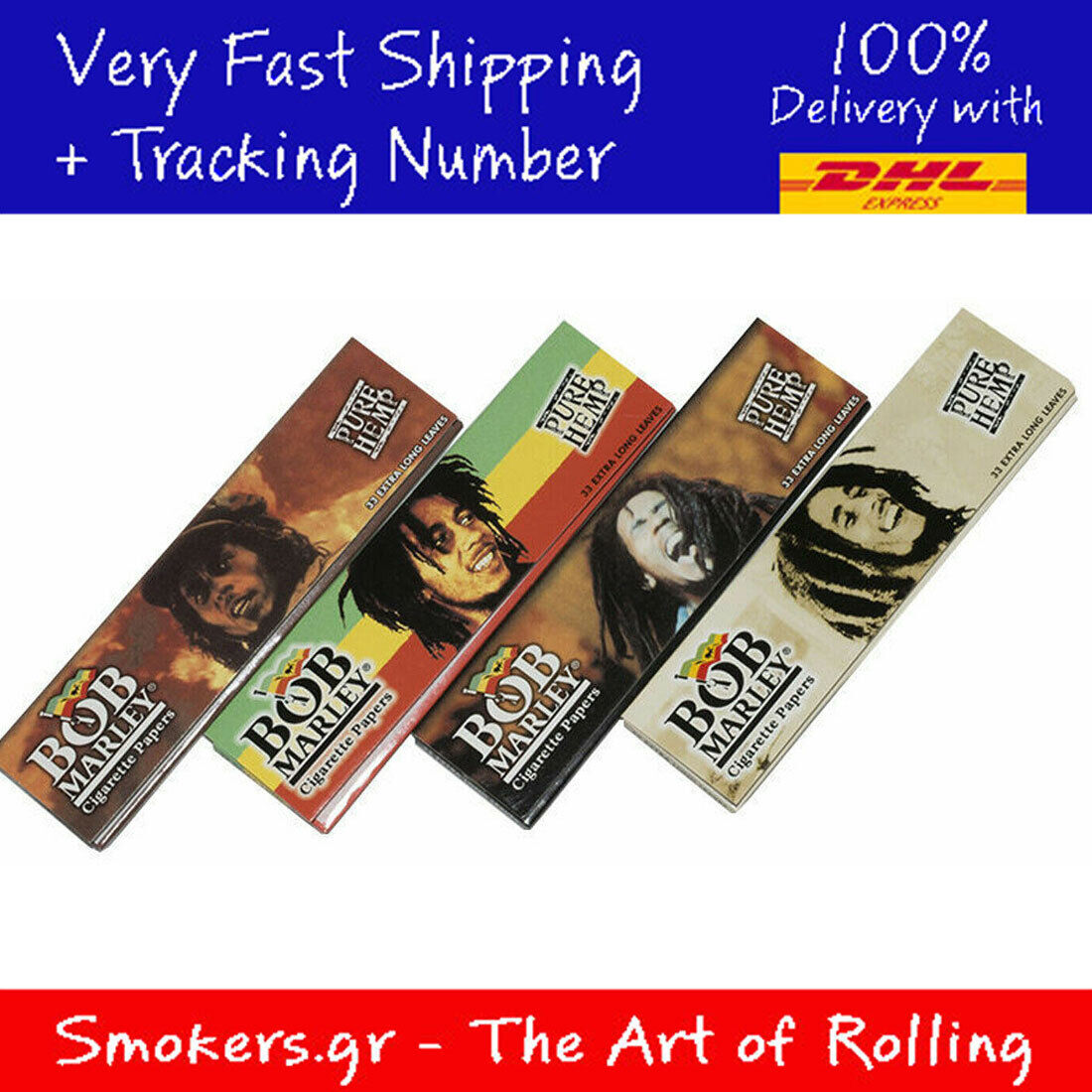 25x Packs BOB MARLEY King Size Rolling Papers