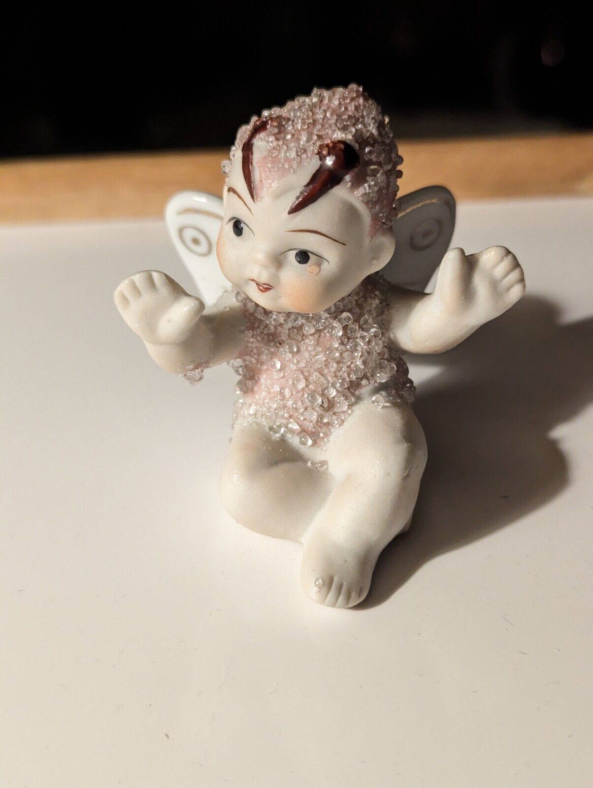 Vintage Japan Bisque Sugar Baby Pixie Fairy  Butterfly Pink