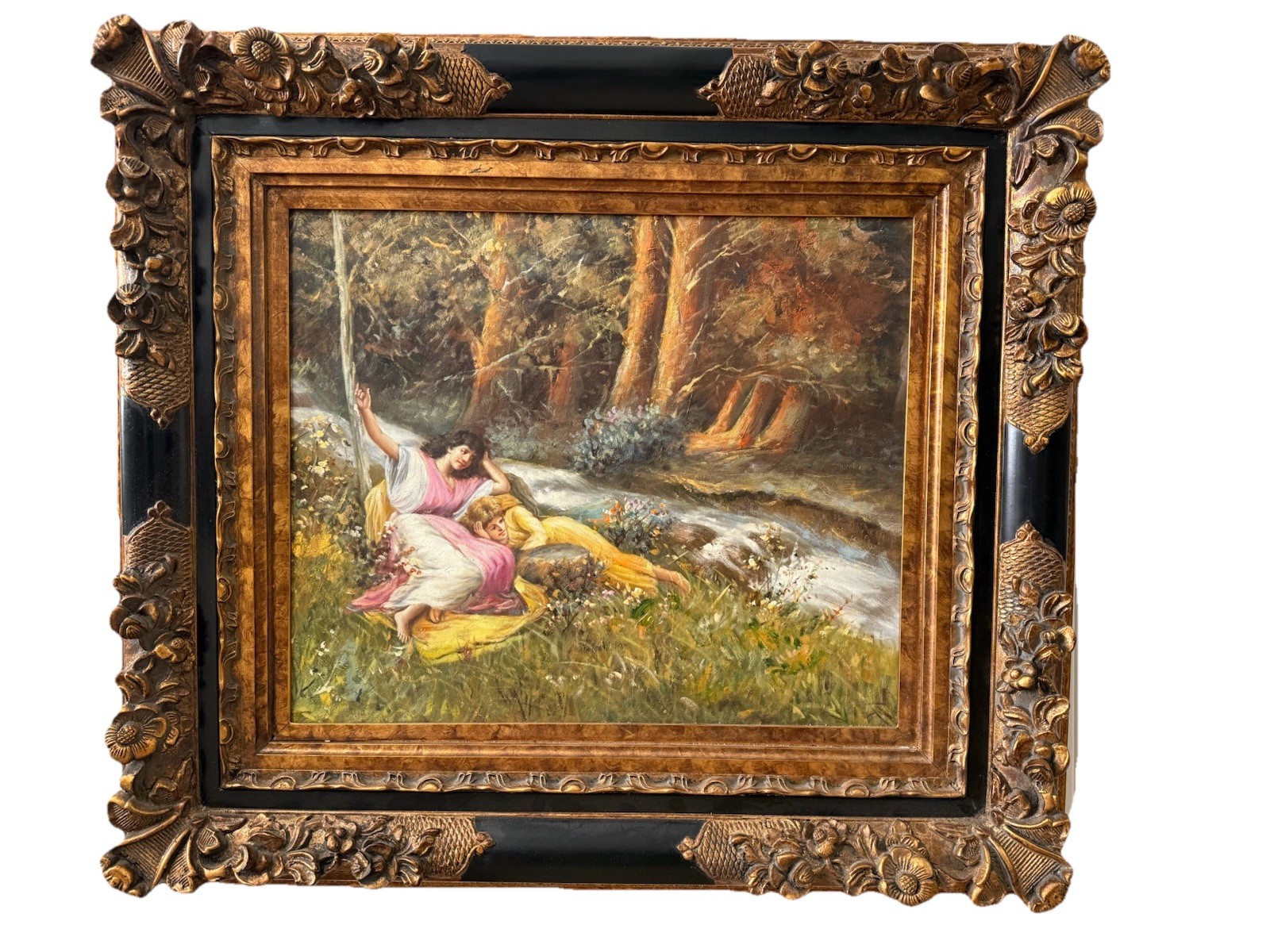 Vintage Large Ornate Gold Gilt Framed Oil Painting 36” x 32” Vintage Large Ornate Gold Gilt Framed Oil Painting 36” x 32”