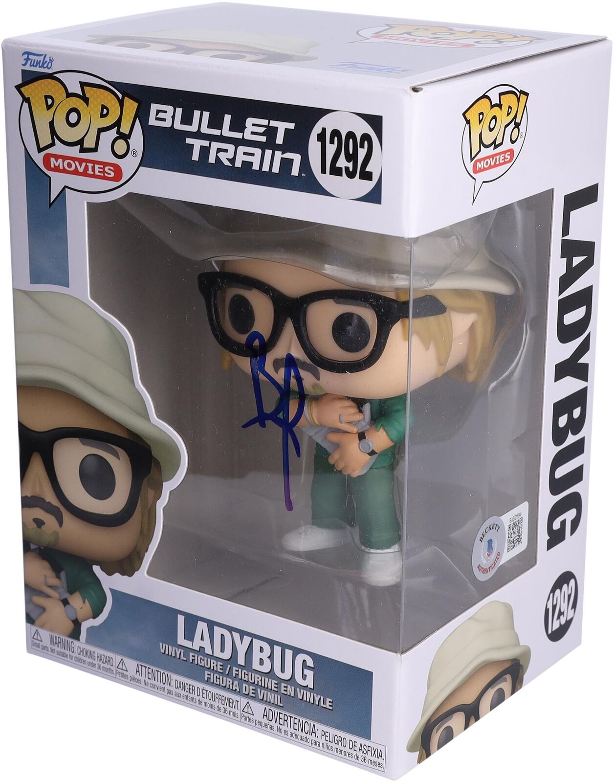 Brad Pitt Bullet Train Autographed Ladybug #1292 Funko Pop Figurine BAS