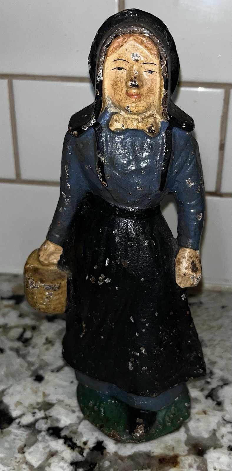 Antique Cast Iron Amish Woman Door Stop