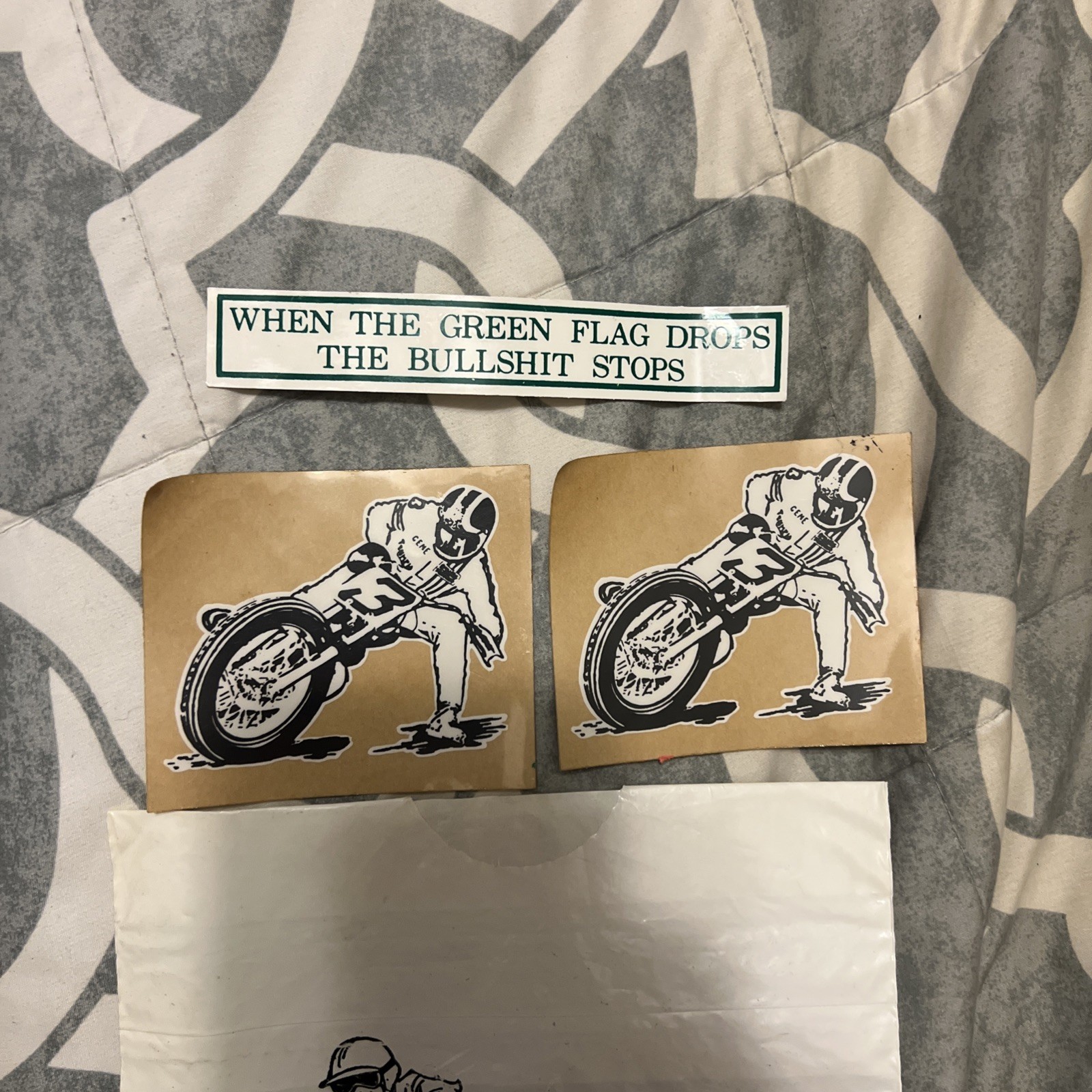 vtg 1980s 1990s Motocross stickers - 3 original Unpeeled Stickers and Suzuki bag vtg 1980s 1990s Motocross stickers - 3 original Unpeeled Stickers and Suzuki bag