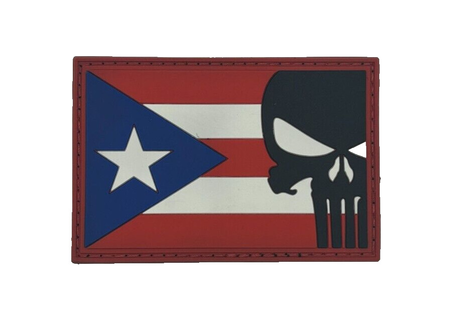RED PUERTO RICO TACTICAL SKULL PUNISHER FLAG PVC