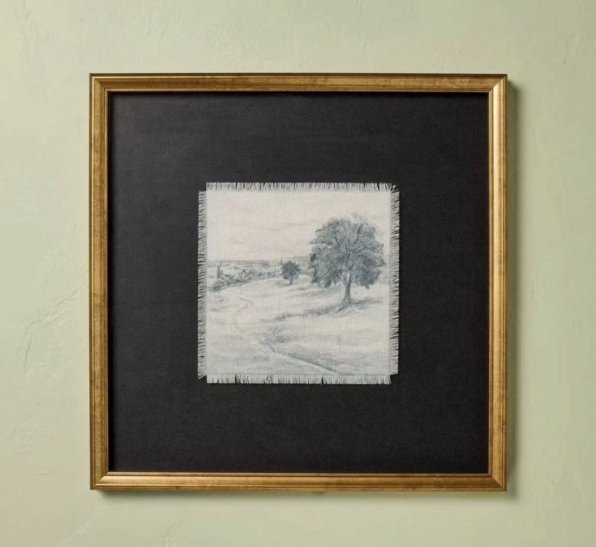 18"x18" Square Matte Black Landscape Framed Wall Art- Hearth & Hand