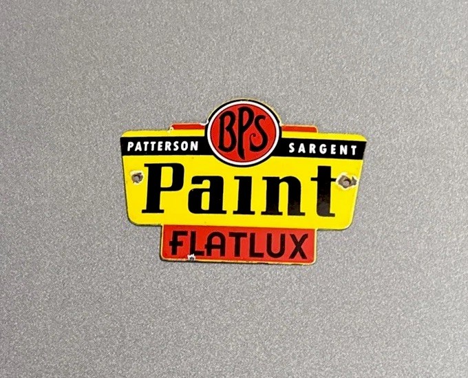 VINTAGE PATTERSON SARGENT PAINT PORCELAIN SIGN CAR GAS TRUCK OIL MOTORCYCLE
