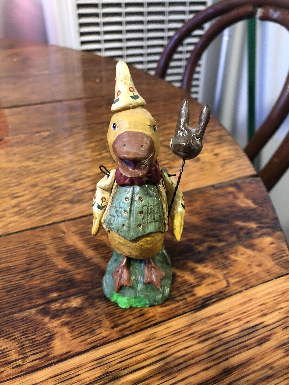 Vintage Bethany Lowe Handmade Duck With Rabbits Head On A Stick