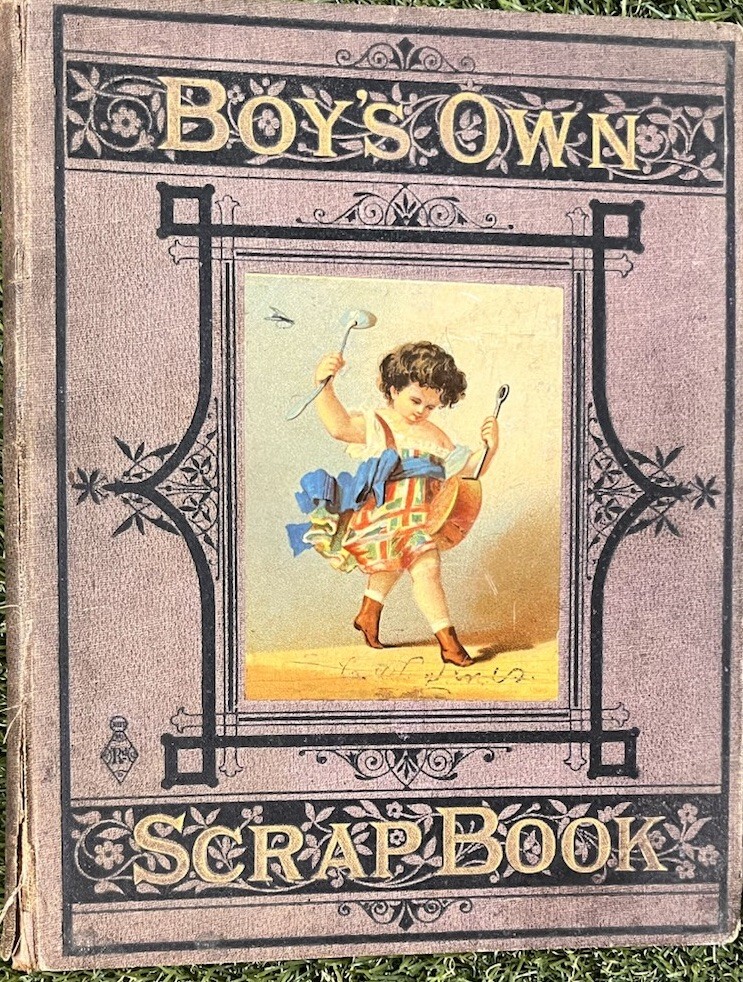 1882 Victorian Boys Own Scrap Book Handwritten Verse Chromolith Scraps Album 1882 Victorian Boys Own Scrap Book Handwritten Verse Chromolith Scraps Album