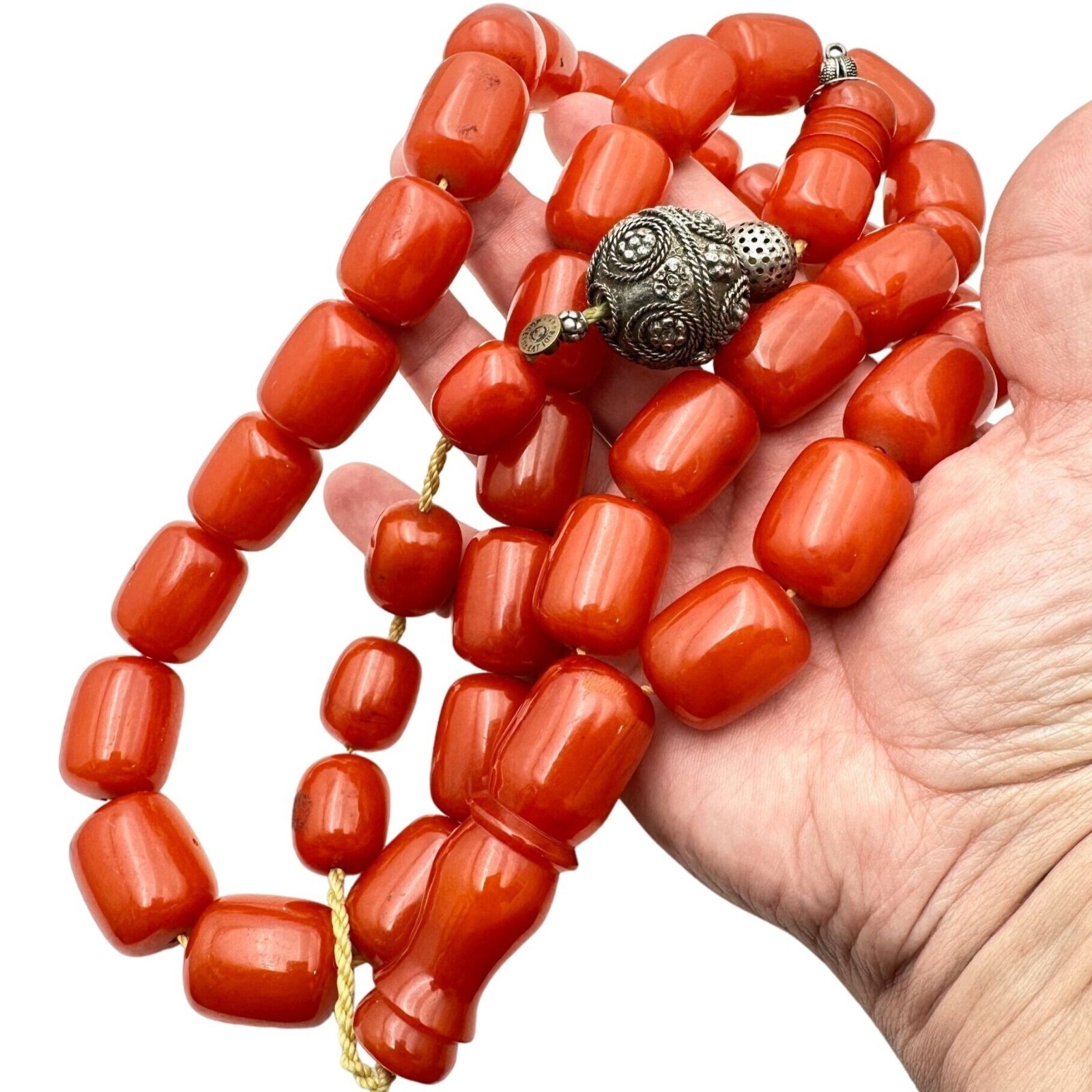 Antique Old Bakelite Prayer Bead Necklace 324 Grams Huge Beads 20mm x 25mm HUGE Antique Old Bakelite Prayer Bead Necklace 324 Grams Huge Beads 20mm x 25mm HUGE