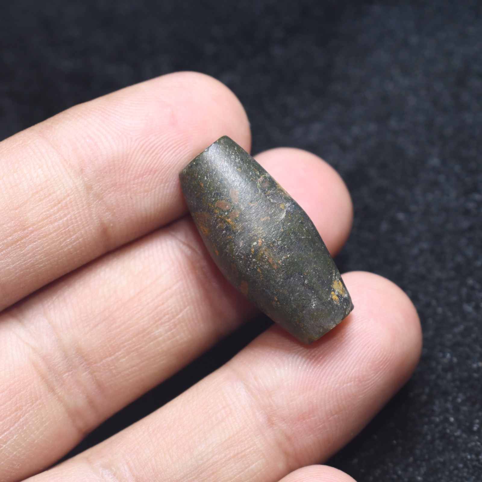 Genuine Ancient Tibetan Himalayan Jasper Stone Dzi Bead with Green Color Genuine Ancient Tibetan Himalayan Jasper Stone Dzi Bead with Green Color