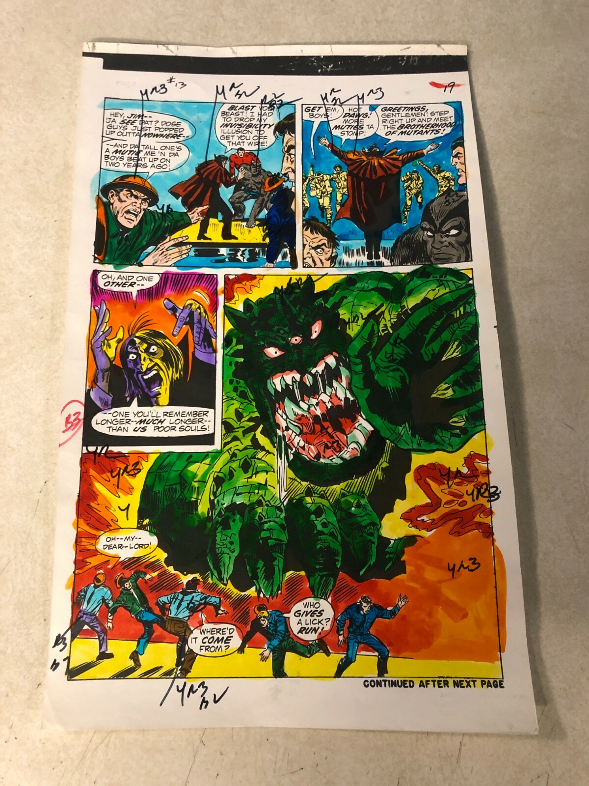 AMAZING ADVENTURES #13 comic ART color guide X-MEN 1972 BEAST STUNNING SPLASH AMAZING ADVENTURES #13 comic ART color guide X-MEN 1972 BEAST STUNNING SPLASH