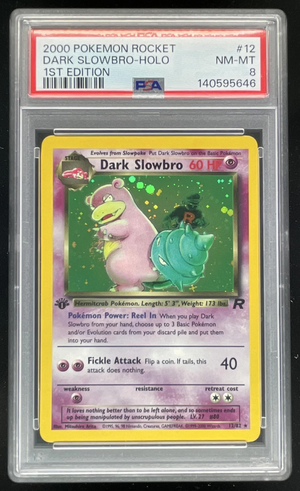 2000 Pokemon Team Rocket First Edition #12/82 Dark Slowbro Holo PSA 8 2000 Pokemon Team Rocket First Edition #12/82 Dark Slowbro Holo PSA 8