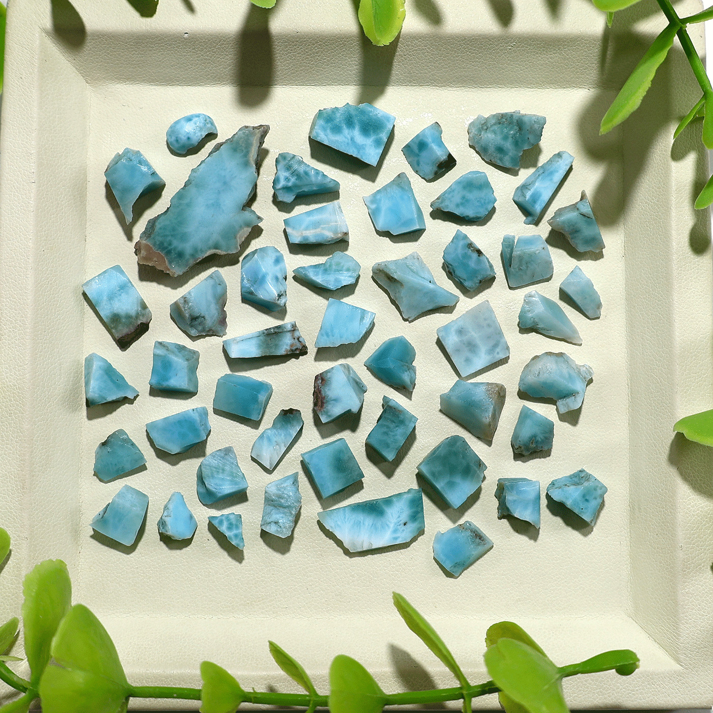 Fragments of the Sky — 47 PC Natural Raw Larimar Mineral Gem Crystals Collection