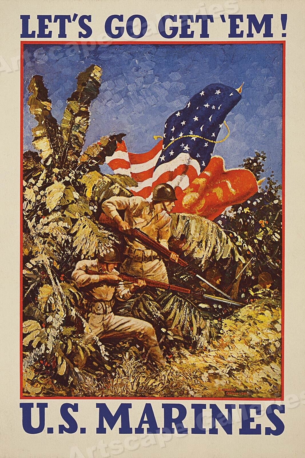 Let's Go Get 'Em 1942 US Marines WWII Recruiting Poster - 24x36