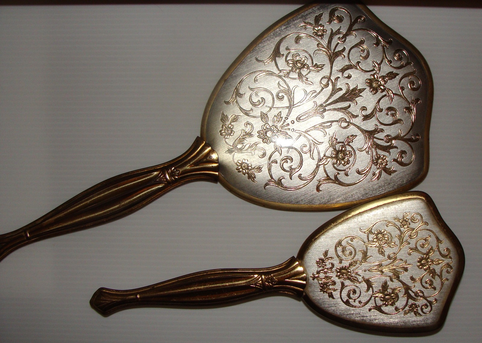 Vintage Mirror & Brush Set, Gold Plated, Beautiful Set
