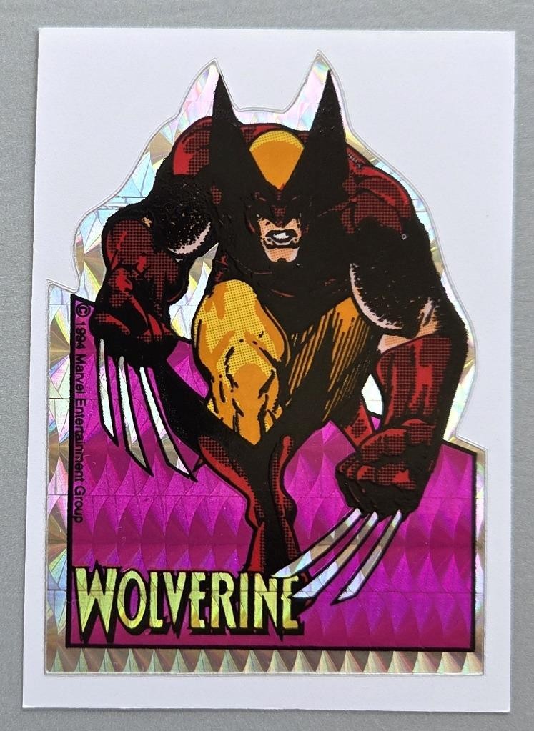 1 Rare VTG Prism Die Cut 1994 Marvel Ent "Wolverine" Vending Machine Sticker NOS