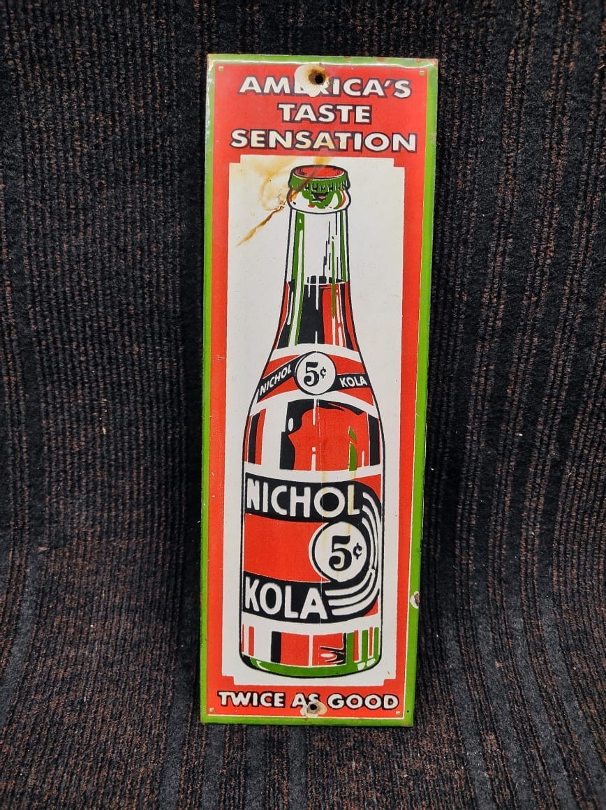 Porcelain Nichol Kola Enamel Metal Sign Size 12" x 4" Inches Porcelain Nichol Kola Enamel Metal Sign Size 12" x 4" Inches