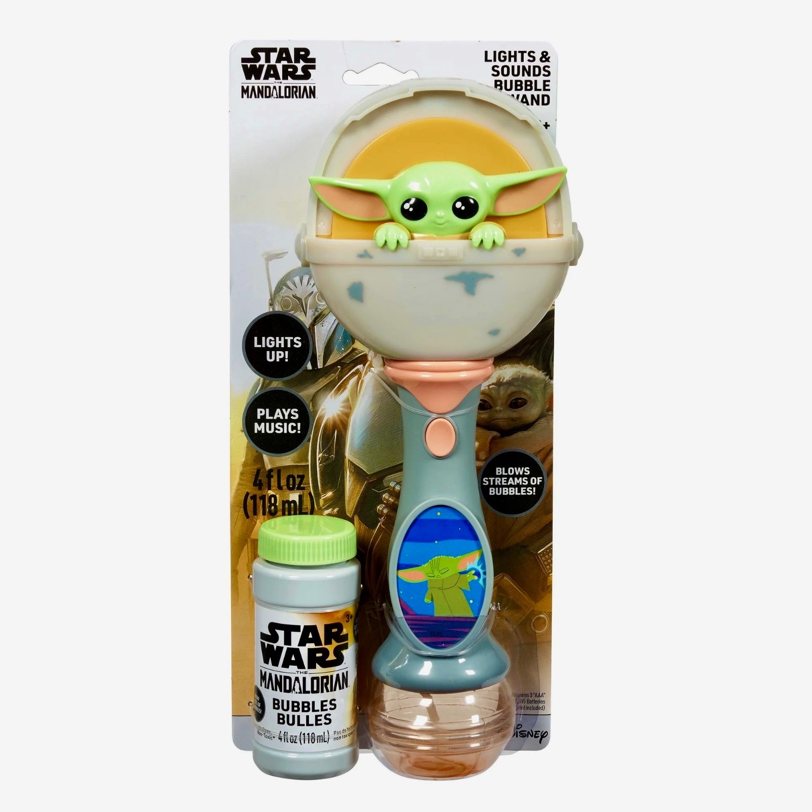 2025 Little Kids Star Wars The Mandalorian Grogu Lights & Sounds Bubble Wand 3+ 2025 Little Kids Star Wars The Mandalorian Grogu Lights & Sounds Bubble Wand 3+