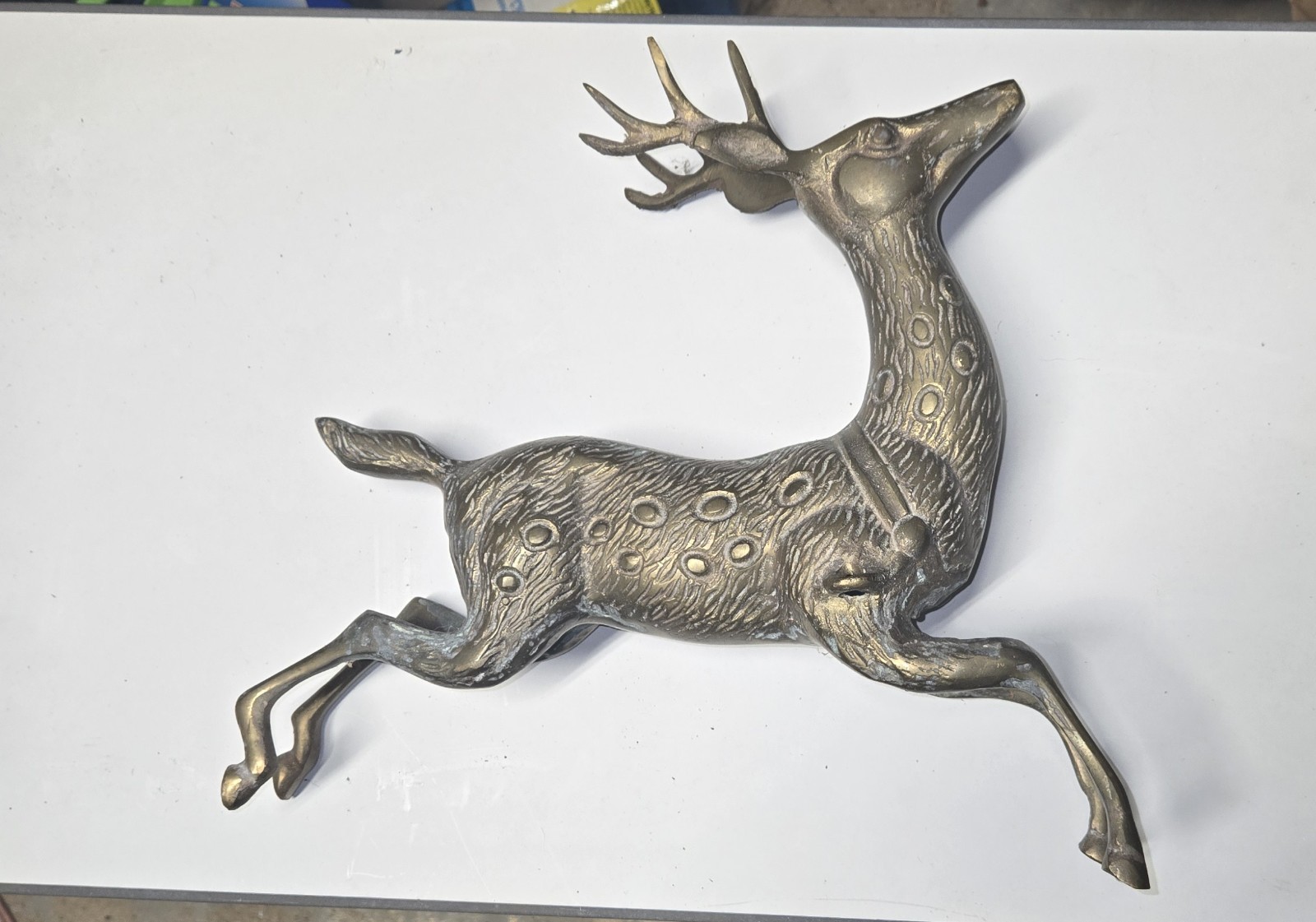 Vintage Brass Reindeer - Heavy - 8 x 10 - MCM - Sled Reindeer