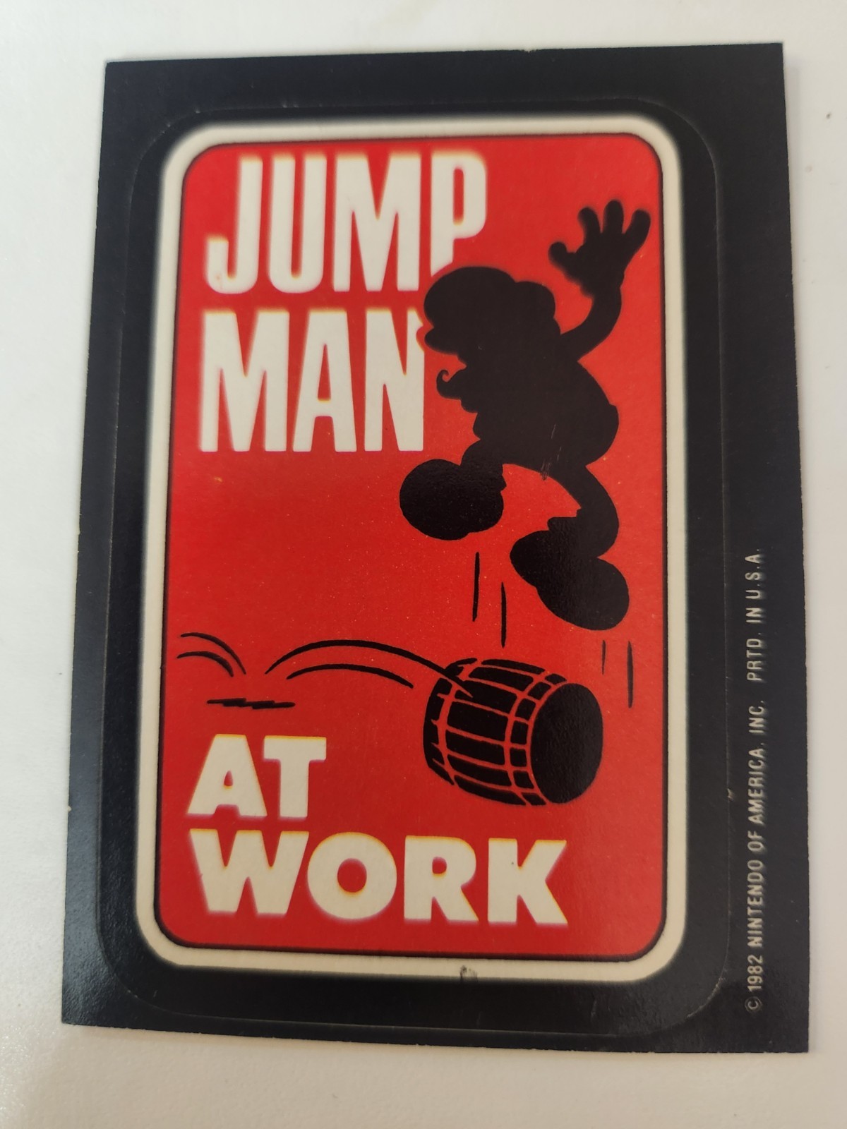 1982 Topps Donkey Kong Sticker Jump Man At Work Rare blue border cereal version
