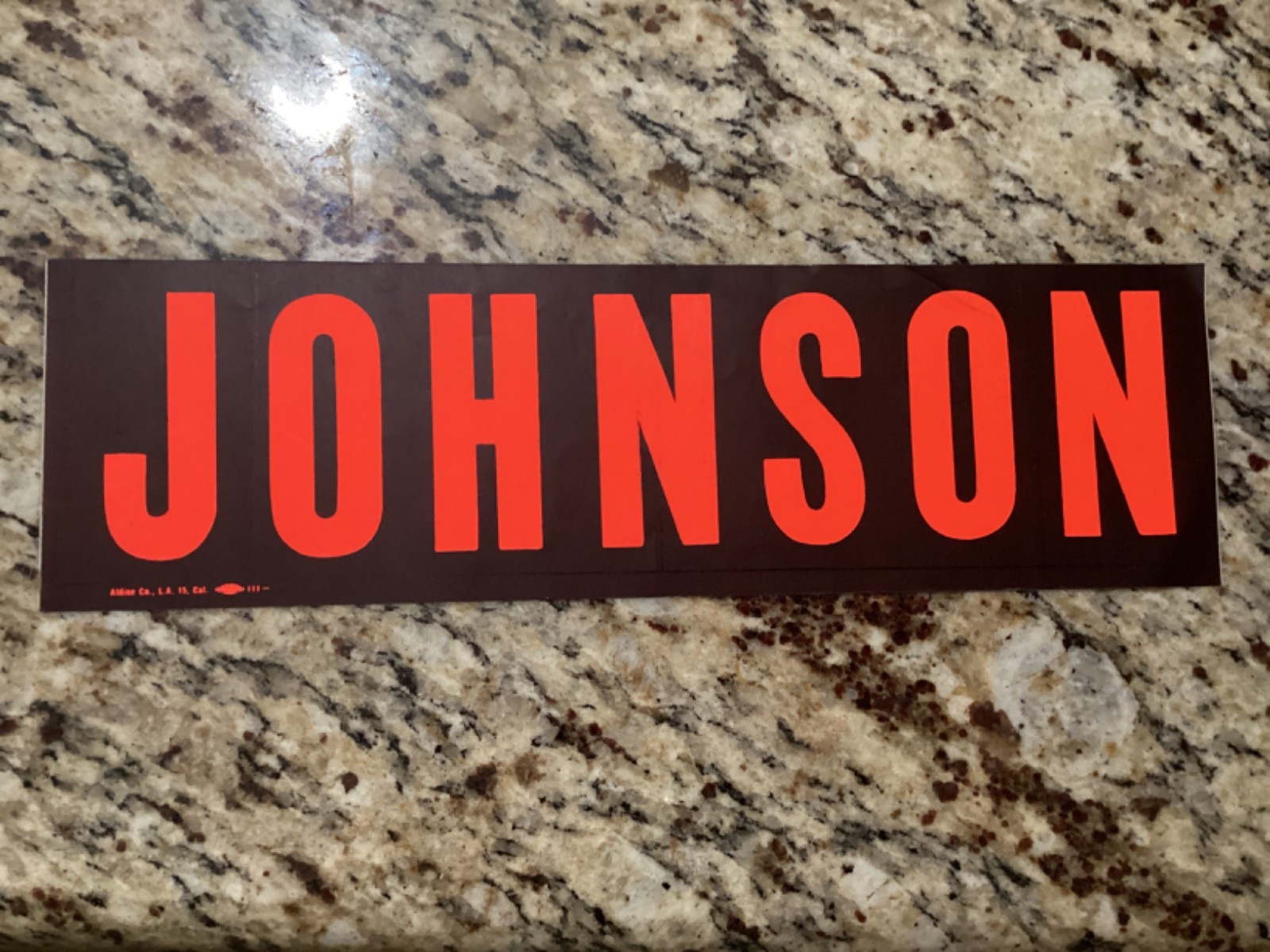 JOHNSON 3 1/2 x 12 INCH BUMPER STICKER IN EXCELLENT CONDITION JOHNSON 3 1/2 x 12 INCH BUMPER STICKER IN EXCELLENT CONDITION