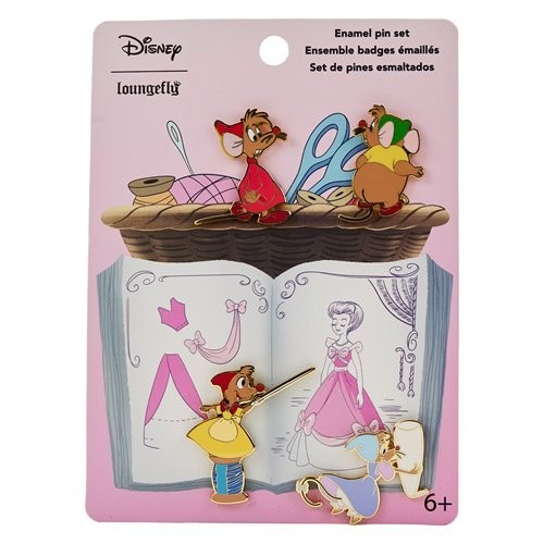 Loungefly - Making a Lovely Dress For Cinderelly 4 Pin Set - Disney Pin Gus Jaq Loungefly - Making a Lovely Dress For Cinderelly 4 Pin Set - Disney Pin Gus Jaq