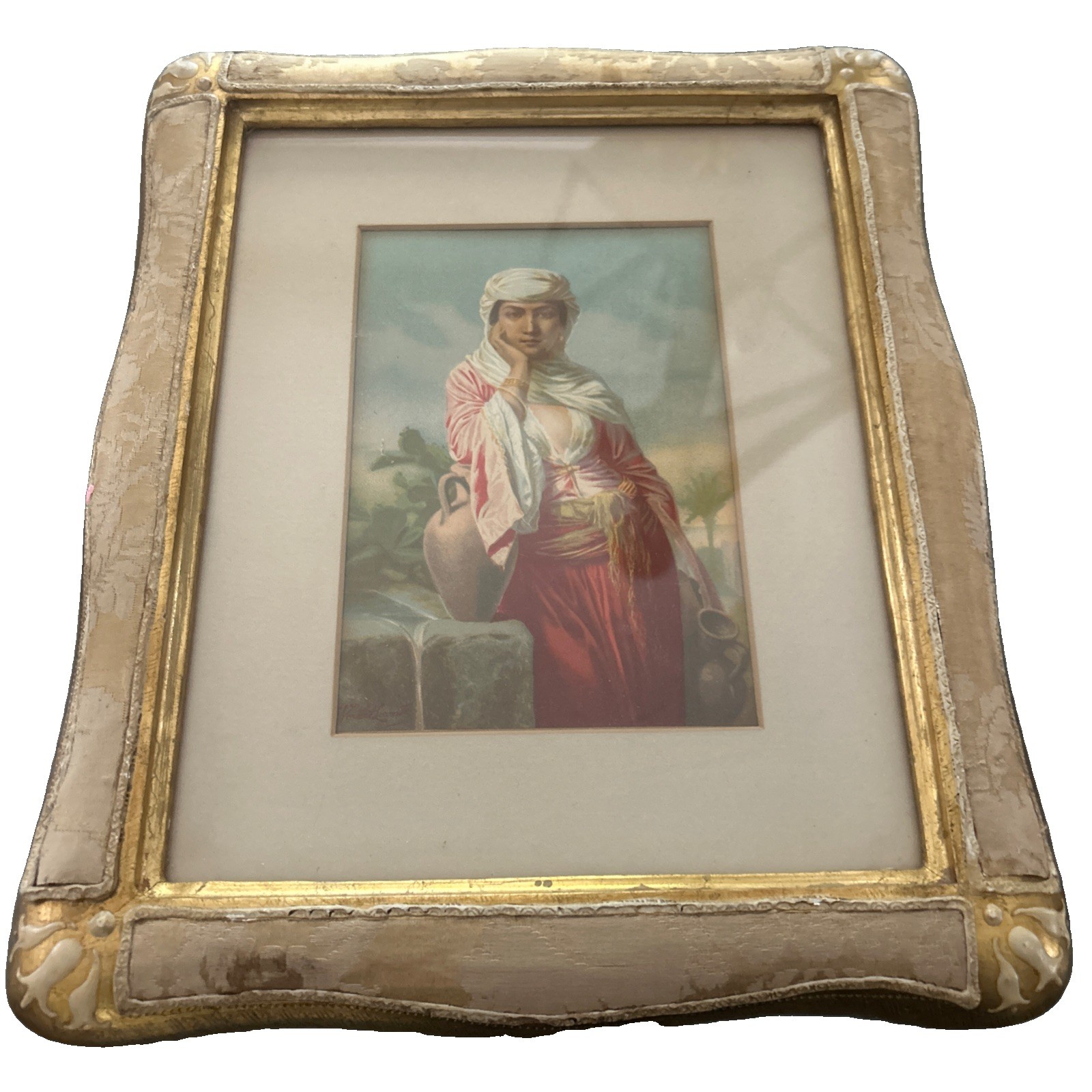 Vintage House of Heydenryk gilt & Damask ornate Italian wood frame MCM Vintage House of Heydenryk gilt & Damask ornate Italian wood frame MCM