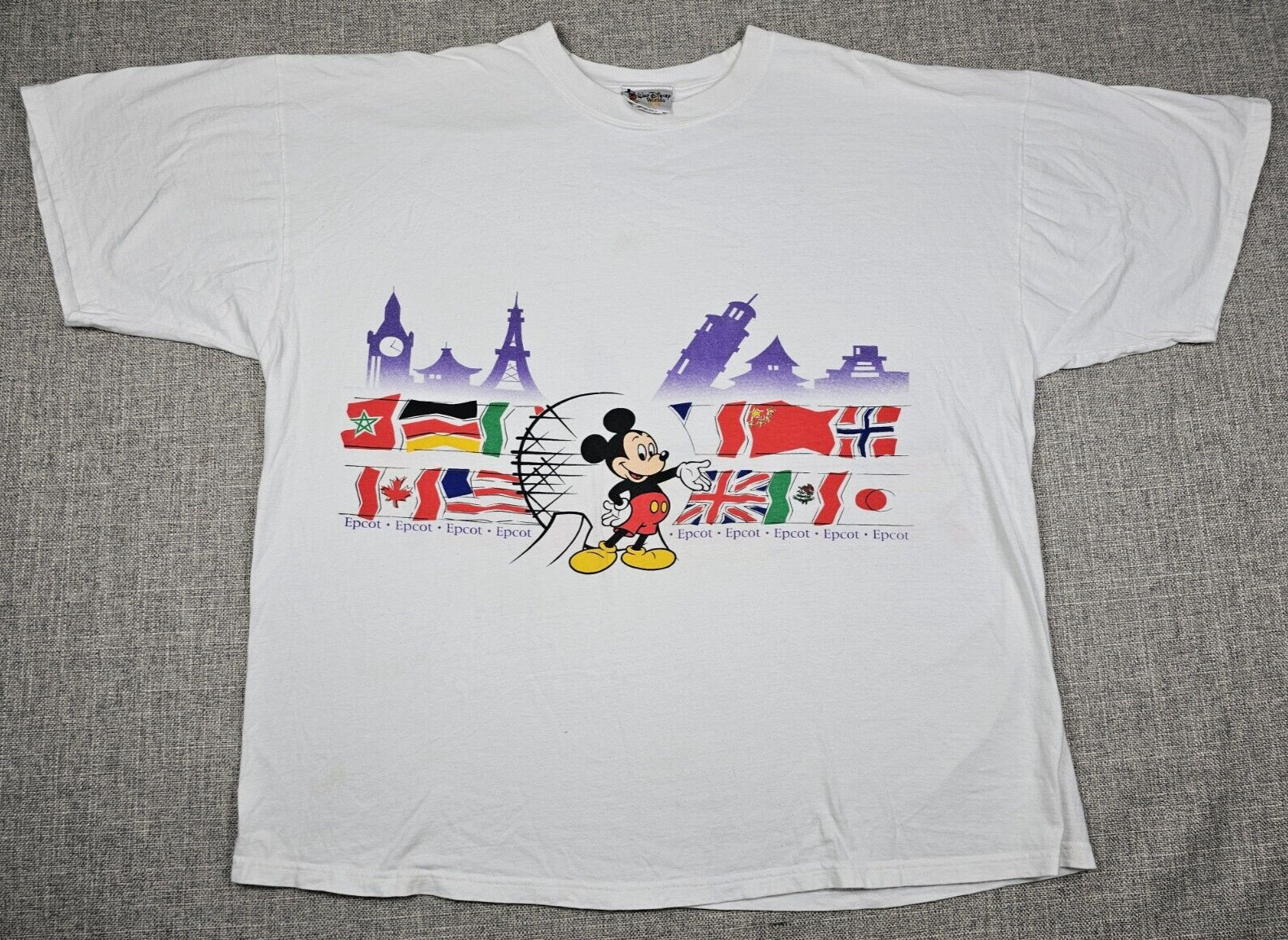 Vintage Walt Disney World Epcot T Shirt 2XL XXL Mickey Mouse Double Sided Y2K