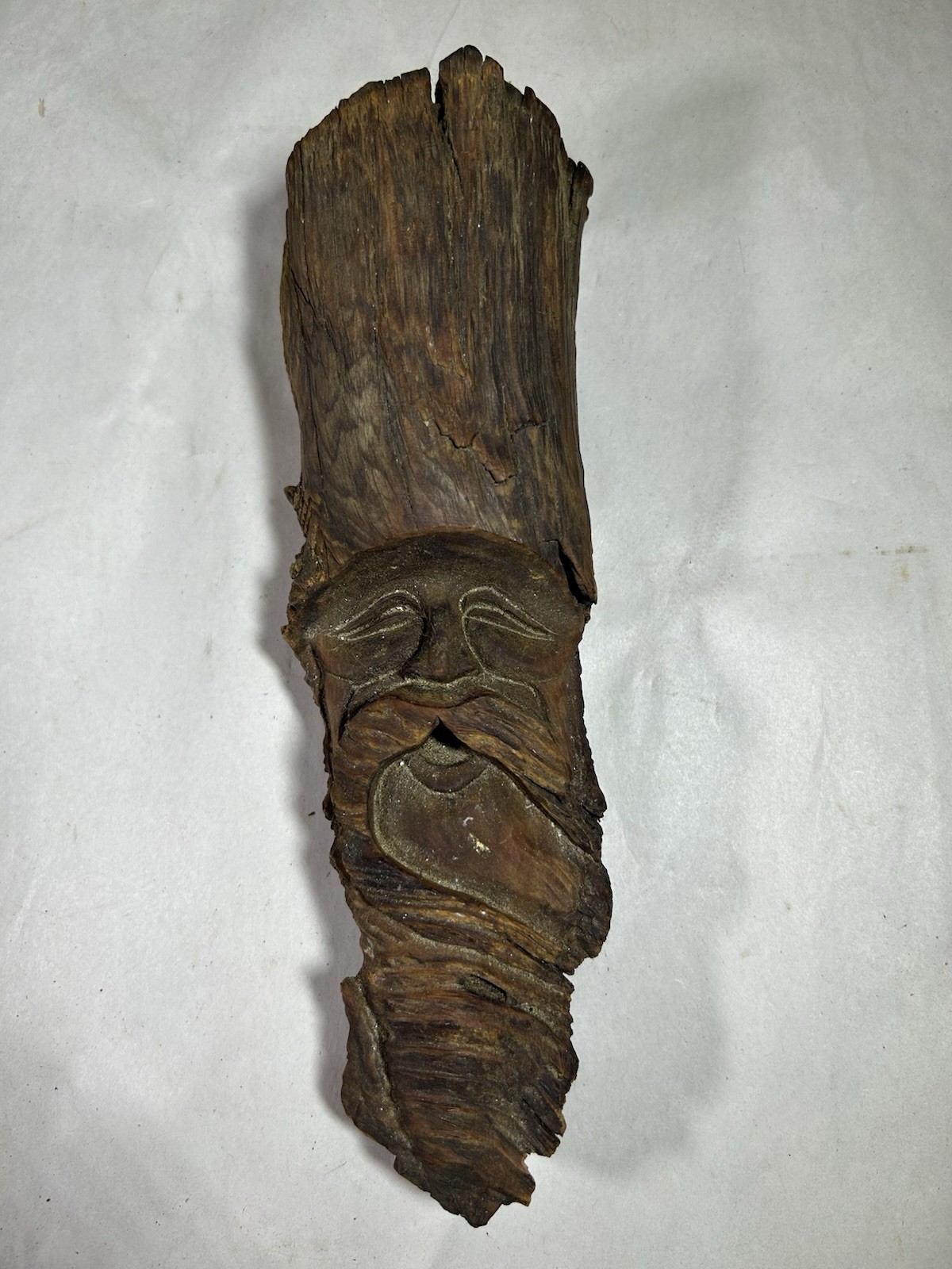 Vintage Hand Carved Wooden Signed Rocky Wizard Tree Spirit Old Man Wood Folk Art