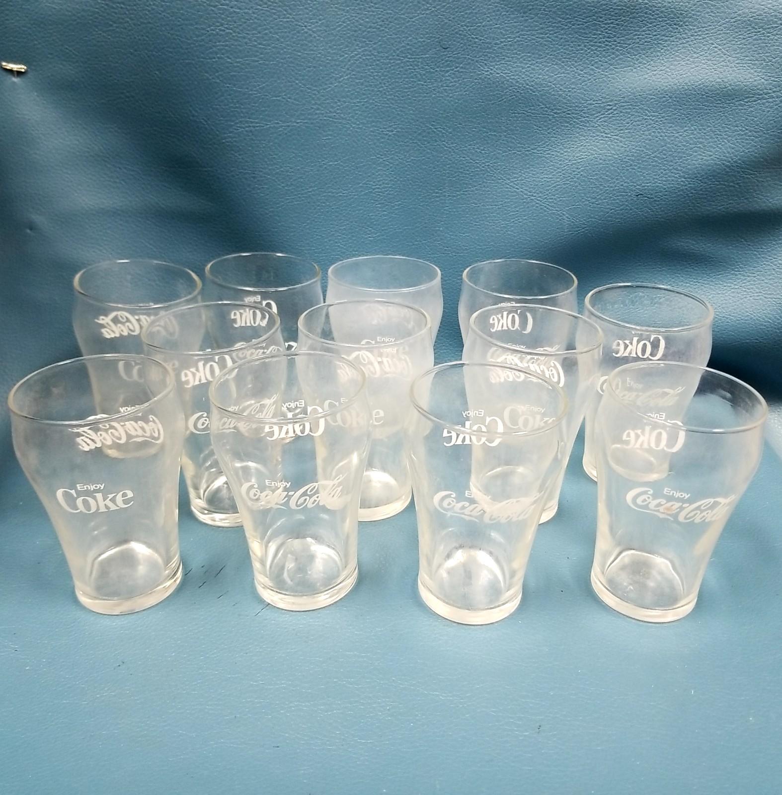 VTG 70s Enjoy Coca Cola 4" Fountain Glasses Set of 12 6oz VTG 70s Enjoy Coca Cola 4" Fountain Glasses Set of 12 6oz