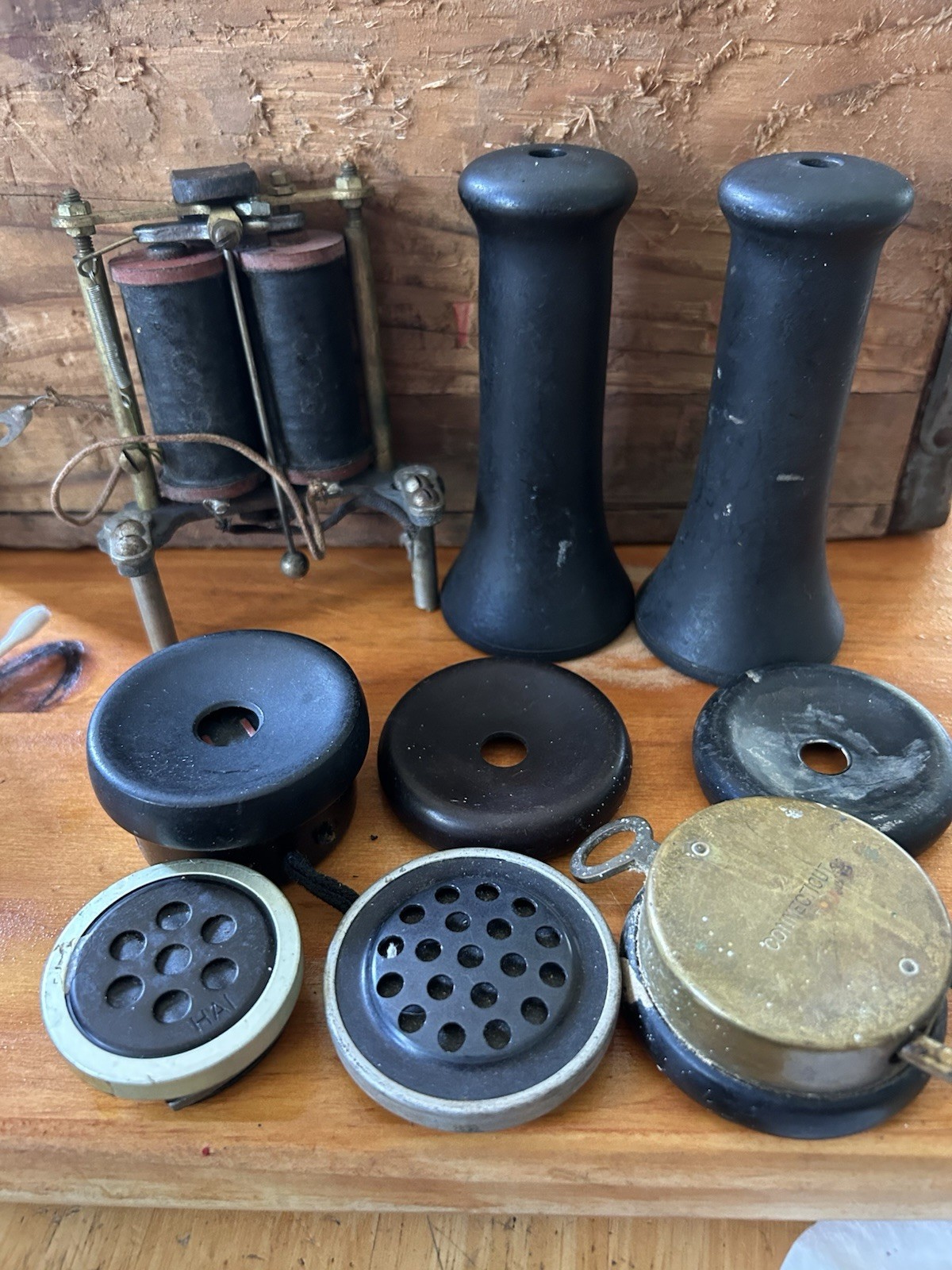 ANTIQUE PHONE PARTS LOT Early 1900’s Telephone Receivers Cords Candlestick Wall ANTIQUE PHONE PARTS LOT Early 1900’s Telephone Receivers Cords Candlestick Wall