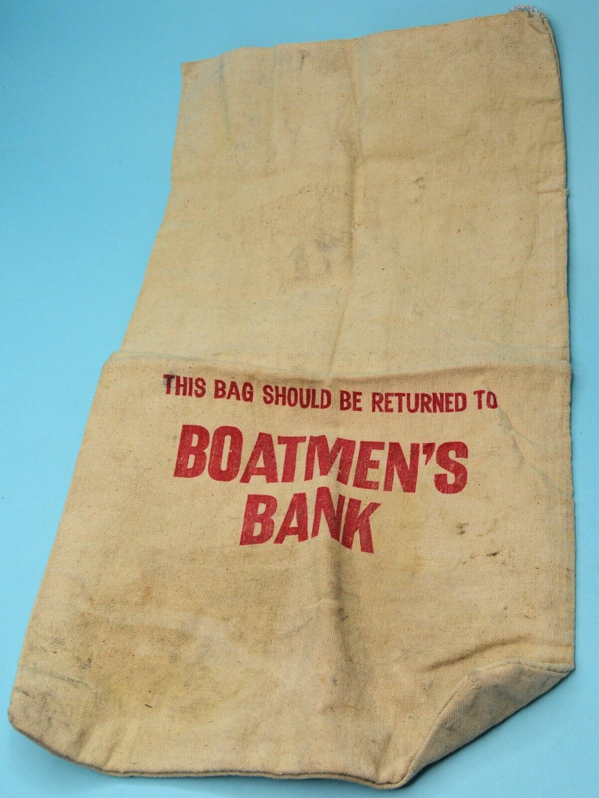 Vintage Boatmen\'s Bank canvas cash bag