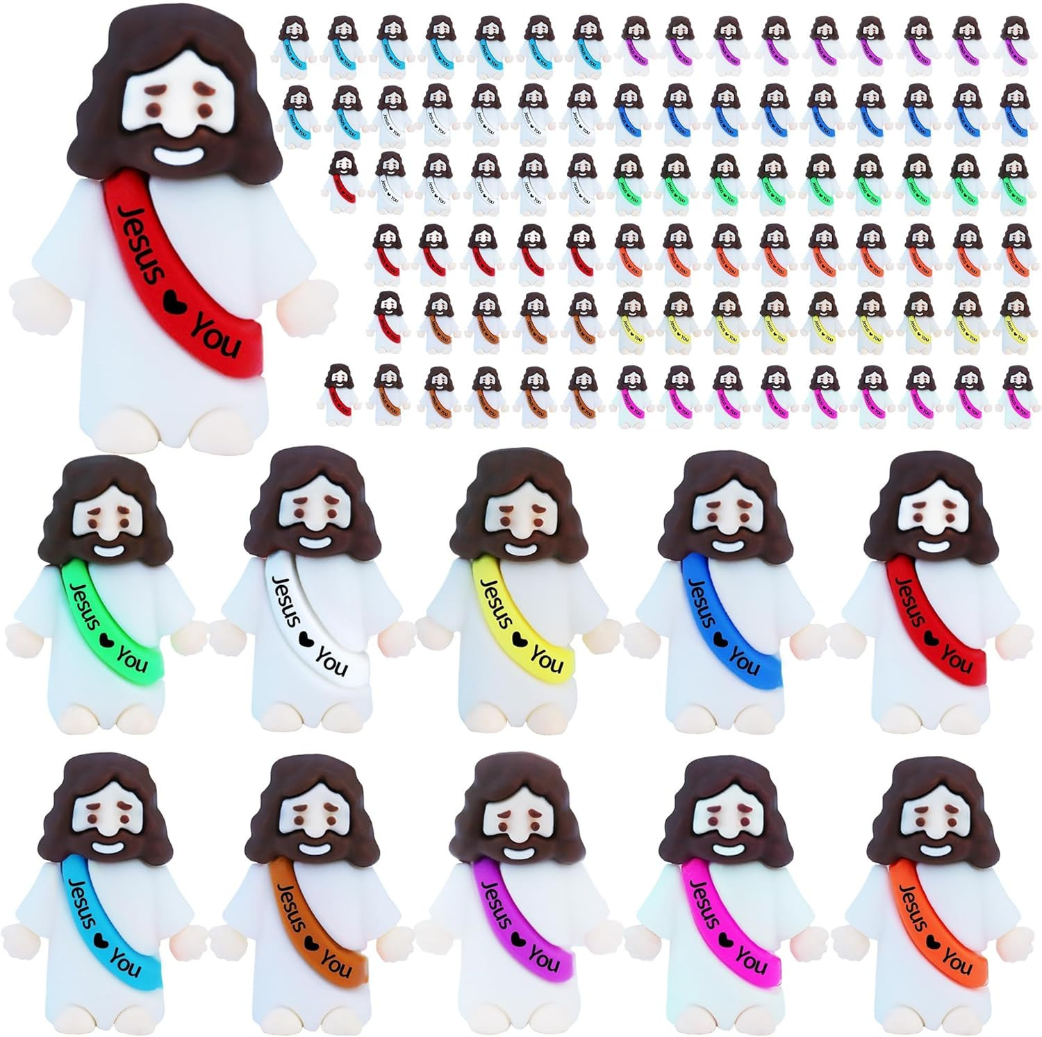 100 Pcs Little Jesus Figures –Rubber Mini Jesus Figurines in Bulk Christian Tiny 100 Pcs Little Jesus Figures –Rubber Mini Jesus Figurines in Bulk Christian Tiny