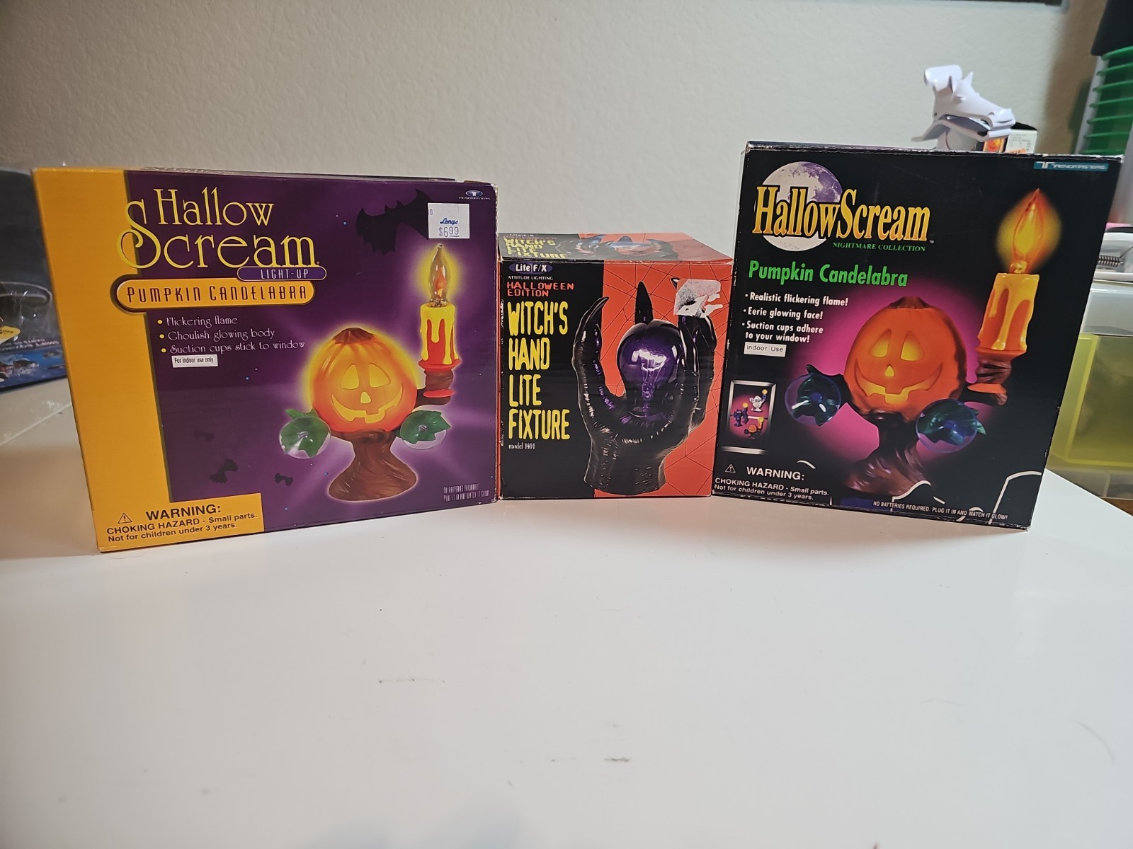HallowScream Pumpkin Candelabras & Witch Hand Light. Vintage Decoration HallowScream Pumpkin Candelabras & Witch Hand Light. Vintage Decoration